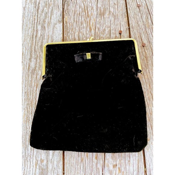 Art Deco Black Velvet Clutch Purse 1930s - Picture 1 of 7